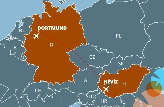 Fluglinie von Dortmund nach Hévíz